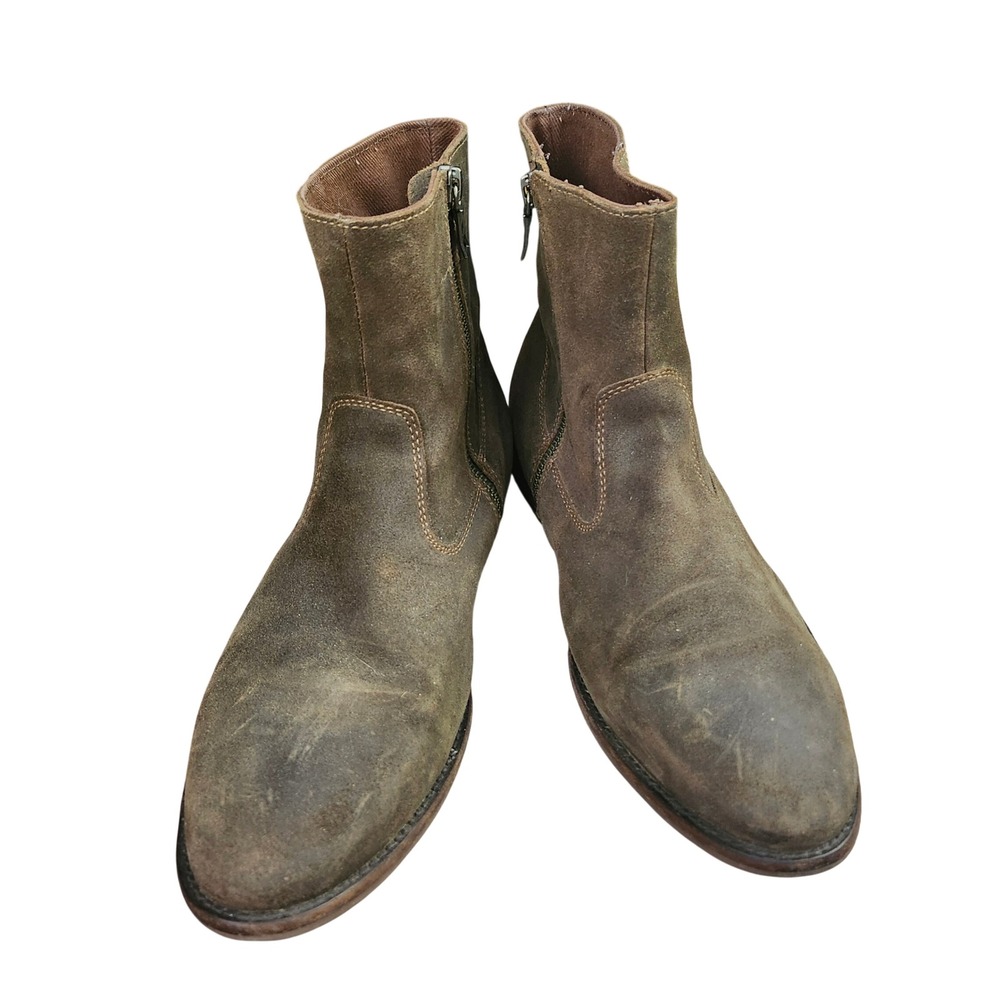 Banana Republic Mens 9.5 Brown Suede Leather Side Zip Ankle Boots Distressed